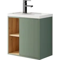 UEV Waschtisch klein Waschbecken mit Unterschrank set Badmöbel Gäste-WC (Breit 50cm, Komplett-Set, Badezimmmer Schrank für Gäste WC, Unterschrank mit Harzbecken Wasserhahn Pop-up-Ablassventil), Waschtischunterschrank hängend Breit 50,5cm