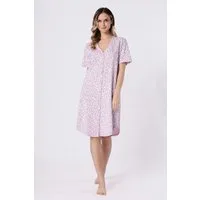 COOLISMO NIGHTWEAR Nachthemd Kurzarm in Altrosa mit weißem Muster elegantes Sleep-Shirt mit durchgehender Knopfleiste