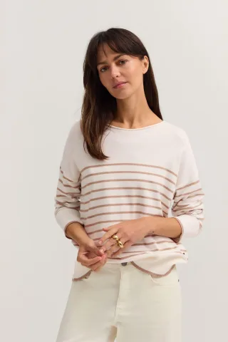 Bugatti Damen Pullover Rundhals mit Streifen