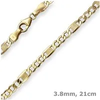 Schmuck Krone Goldarmband 3,8mm Armband Fantasiekette aus 375 Gelbgold 21cm, Gold 375