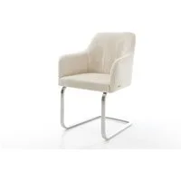 DELIFE Polsterstuhl Greg-Flex, Freischwinger flach Edelstahl Cord Beige Taschenfederkern
