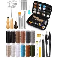 TUWENA Nähkästchen 48 Stück Leder Werkzeuge Set, Leder Werkzeuge Set für DIY Handwerk