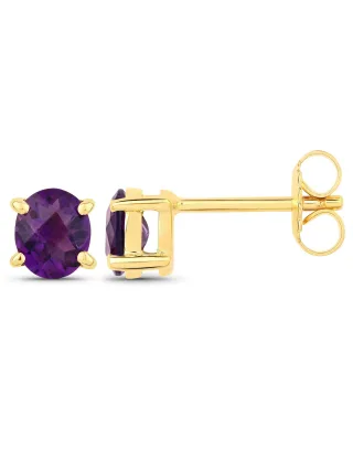 Vira Jewels Ohrstecker 925-Sterling Silber vergoldet Glänzend Amethyst violett