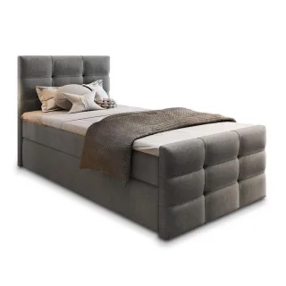 Masseno Boxbett, Grau, Holz, H2 + H3, 80x200 cm, Schlafzimmer, Betten, Boxspringbetten