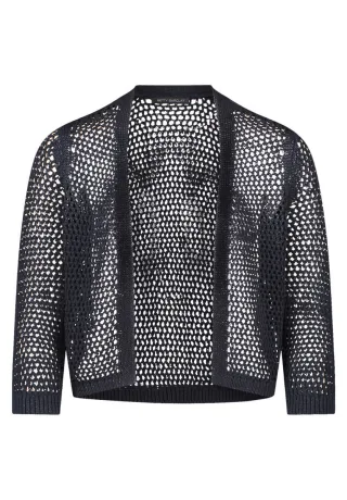 Betty Barclay - Kurze Strickjacke im Lochmuster mit 3/4-Arm blau - Gr. - 36