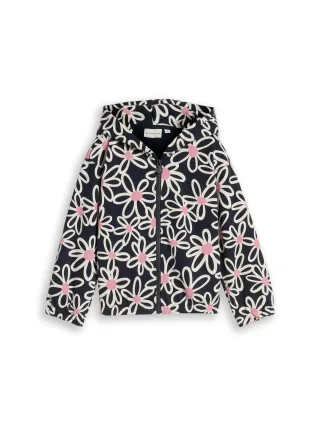 tom tailor kids - Cropped Hoodie Sweatjacke mit Muster dark blue big daisy print - Gr. - 98