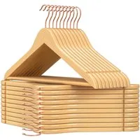 SONGMICS Kleiderbügel Holz, Bügel aus Massivholz, 360° drehbarer Haken, für Anzüge, Hemden, (20-tlg), Einkerbungen im Schulterbereich, rutschfester Hosensteg