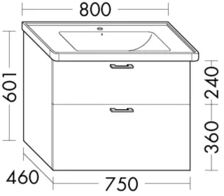 Burgbad Waschtischunterschrank Sys30 PG4 Sana 601x750x460 Grau Hochglanz, WXPV075F3364 WXPV075F3364