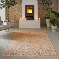 TaraCarpet Teppich TaraCarpet Borneo Welle Outdoor Teppich – Wetterfester Indoor & Outdoo, rechteckig, Höhe: 6 mm, Küche Wohnzimmer Terrasse Garten Balkon beige 80x150