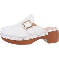 Ital-Design Damen Mules Boho/Hippie Plateausandaletten (85878203) Blockabsatz Sandalen & Sandaletten in Weiß
