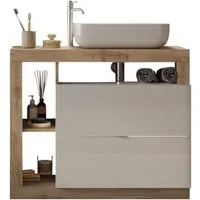 welltime Waschtisch Hamburg, 2 Schubkästen, Breite 92 cm, Soft-Close, inkl. Keramik-Aufsatzbecken