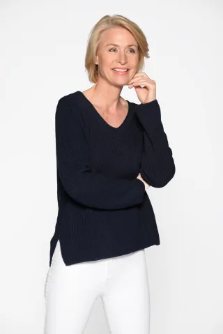 CLARINA - V-Pullover, 1/1 Arm, uni 623 marine - Gr. - 46