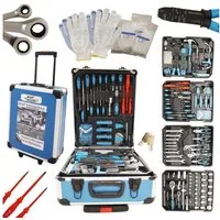 Bituxx Werkzeugtrolley Werkzeugkoffer 1200 tlg. mit Ratschenringschlüssel (Komplett-Set, 1200 St., Trolley mit 4 bestückten Werkzeugeinlagen), mobil & praktisch: Rollkoffer mit Teleskopgriff und 4 Ebenen, MS-17530