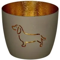 Giftcompany Kerzenhalter Windlicht Madras Dackel Sandstone Gold
