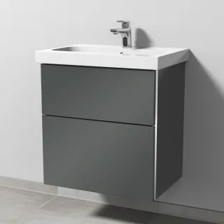 Sanipa 3way Waschtischunterbau zu Geberit iCon Light Waschtisch mit 2 Auszügen, Anthrazit-Glanz BS57179