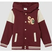 s.Oliver Sweatjacke Sweatshirt Jacke College-Jacke mit Applikation und Kapuze