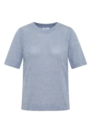 CECIL - Leichtes Strick-Look T-Shirt blau - Gr. - L