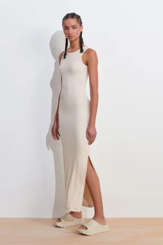 Ärmelloses Bodycon-Midikleid mit Schlitz