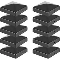 Clanmacy Pfostenkappe 10x Pfostenkappe Pyramide 91X91mm Zaunkappe für Pfosten Schwarz