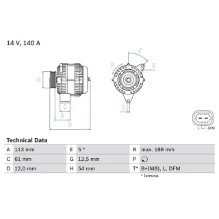 Bosch Lichtmaschine 140A Cadillac Opel Saab 1,9 0986080380