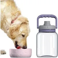 ASOBU Trinkflasche The Barkley Dog Bowl Trinkflasche mit Hundenapf rosa, 1,5 l, komfortabler Tragegriff