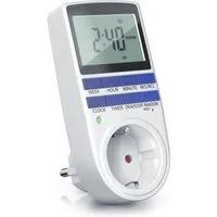 BEARWARE Zeitschaltuhr digital, 2,1" LCD-Display, max. 3680W, 10 Programme, Zufallsschaltung, 1-St., Back-Up Reserve-Batterie und integrierter Berührungsschutz