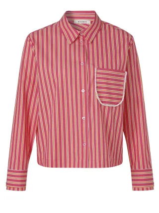 eiszeit - Bluse Hemdkragen 1/1 Arm Streifen lipstick pink multi - Gr. - 52