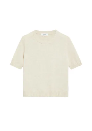 comma - Kurzarm-Strickpullover beige - Gr. - 44