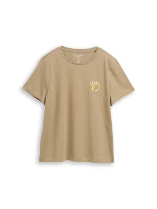 Tom Tailor - T-Shirt mit Print silver olive - Gr. - S