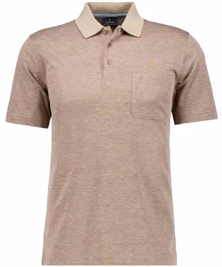 RAGMAN - Softknit-Polo space dye taupe-grau mouliniert - Gr. - L