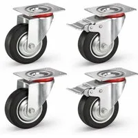 TK Gruppe Schwerlastrolle Schwerlastrolle 4er Transportrollen Rollen Möbelrollen, (4er Set), 4 Stück, zwei davon mit Bremsen