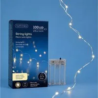 Lumineo LED-Lichterkette, LED Lichterkette mit Timer / Batteriebetrieb 495cm 100 LEDs Warmweiß