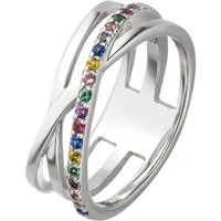 JOBO Fingerring, 925 Silber mit 19 bunten Zirkonia