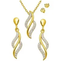 Limana Schmuckset Harmonie Damen Halskette Anhänger Ohrringe 925 Silber gold (Geschenk Set für Frau Freundin inkl. Schmuckbox), Geburtstag Jahrestag Hochzeitstag Weihnachten Muttertag