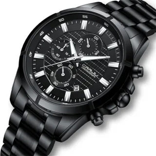 CRRJU Fashion Waterproof Luminous Men Watch Business Casual Multifunctional Chronograph Date Quartz Wristwatch