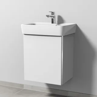 Sanipa 3way Waschtischunterbau zu Geberit Renova Plan Waschtisch mit 1 Tür, Weiß-Soft BR87243