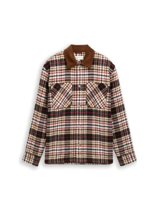 Denim Tom Tailor - Overshirt mit Karomuster brown red black check - Gr. - M