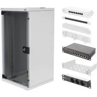 Network Set - 254 mm (10") - 12U, 312 x 300 mm (W xD), IT-Schrank hellgrau, 12 Höheneinheiten