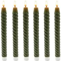 relaxdays LED-Kerze LED Stabkerzen 6er Set, Flackernde, flammenlose LED-Beleuchtung ohne Brandgefahr, LED, Warmweiß, Khaki