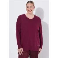 MIAMODA Strickpullover Pullover Loose Fit Schriftzug am Saum Langarm