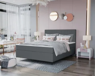 Boxspringbett Schlafzimmerbett ROCIO Nr.2 Delux 140x200cm in Stoff Anthrazit