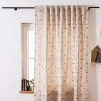 SCHÖNER LEBEN. Vorhang Vorhang Smok-Schlaufenband Leinenlook Hirsch Edelweiß natur grün 245cm, Smokband, blickdicht, Baumwolle, handmade