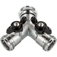 tecuro Gewindefitting 2-Wege Y-Verteiler mit Absperrhähnen 3/4 Zoll für Auslaufventile