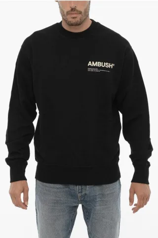 Sweatshirt aus gebürsteter Baumwolle mit Rundhalsausschnitt und aufgedrucktem Logo in Schwarz