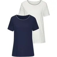 Vivance T-Shirt mit modischer Kontraststickerei (Packung, 2er-Pack) aus weicher Baumwoll-Qualität