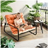 HomeMiYN Loungesessel Loungesessel Sessel Wohnzimmer Gartenliege mit Wendekissen (2er set,bestehend aus sessel mit Gepolsterten Kissen), für kinder,2 erwachsene