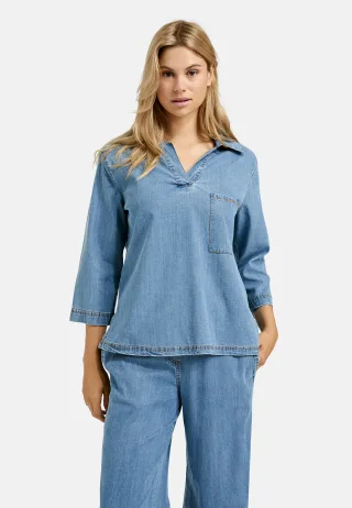 Smith&Soul - Lyocell Polo Collar Blouse denim - Gr. - S