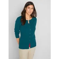 bonprix Strickjacke gerade Passform, unifarben, aus Baumwollmischung, mit Knopfleiste