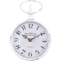 Levandeo® Wanduhr (Wanduhr Antik Weiß H24cm William Marchant Metall Uhr Shabby Chic)
