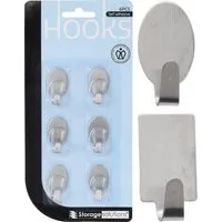 Koopman Handtuchhaken Wandhaken Selbstklebend 3 cm Rund / Eckig 6 er Set, (Set, 6-St., Packung), Wandhaken, 6-tlg, Klebehaken, Selbstklebend